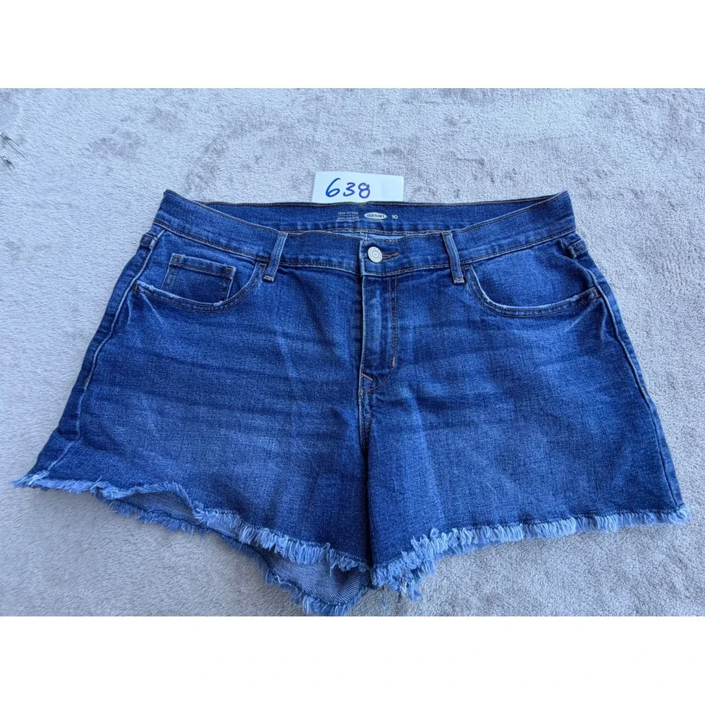 Old Navy Denim Shorts Womens 10 Blue Raw Hem Semi-Fitted Stretch